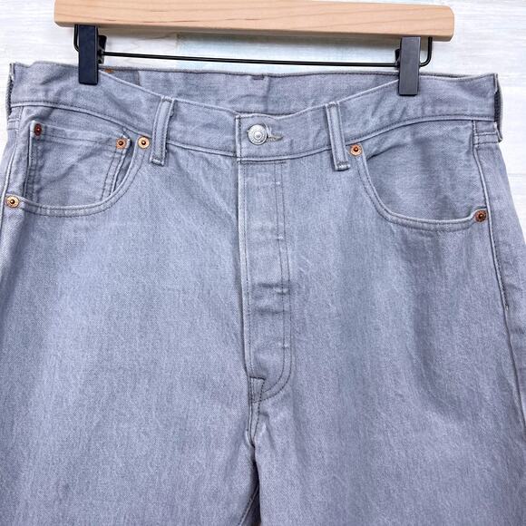 Levis 501 XX Straight Jeans Gray Button Fly Rigid Denim Original Fit Mens 34x32 - Picture 2 of 7